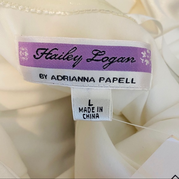 Hailey Logan Adrianna Papell White Cream One Shoulder Satin Ruffle Dress Large - Picture 9 of 10